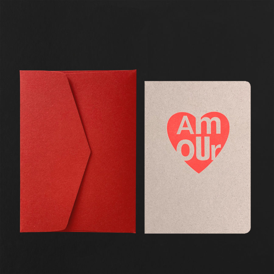 Folded Card HEART AMOUR + carmine envelope