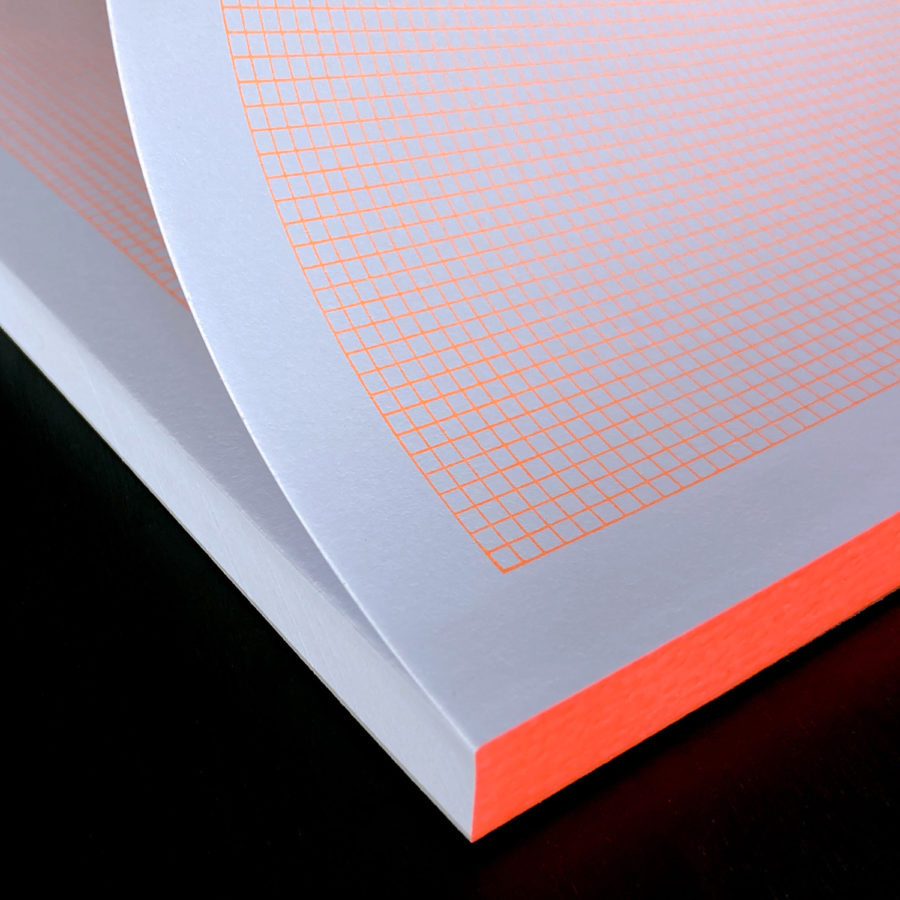 A5 NOTEPAD 6 typo pts GRID printed in fluo orange