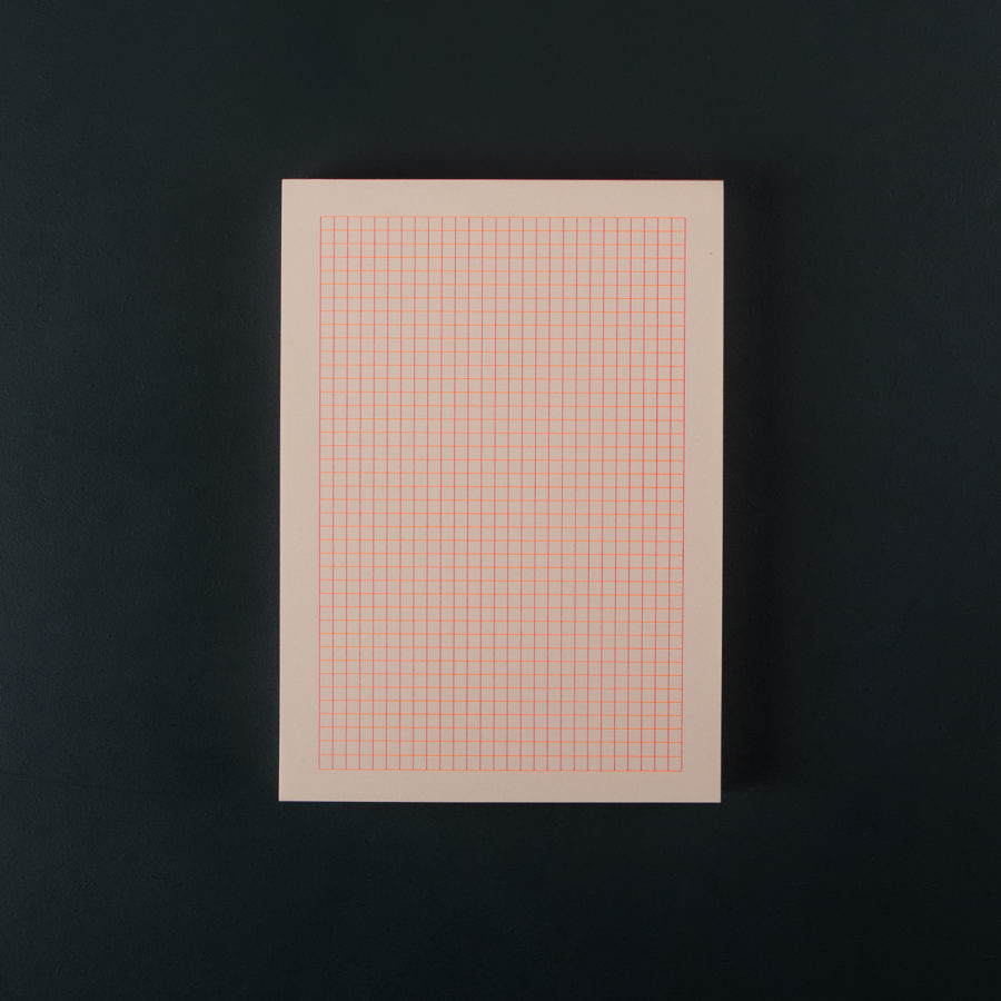 A5 NOTEPAD 6 typo pts GRID printed in fluo orange and pink