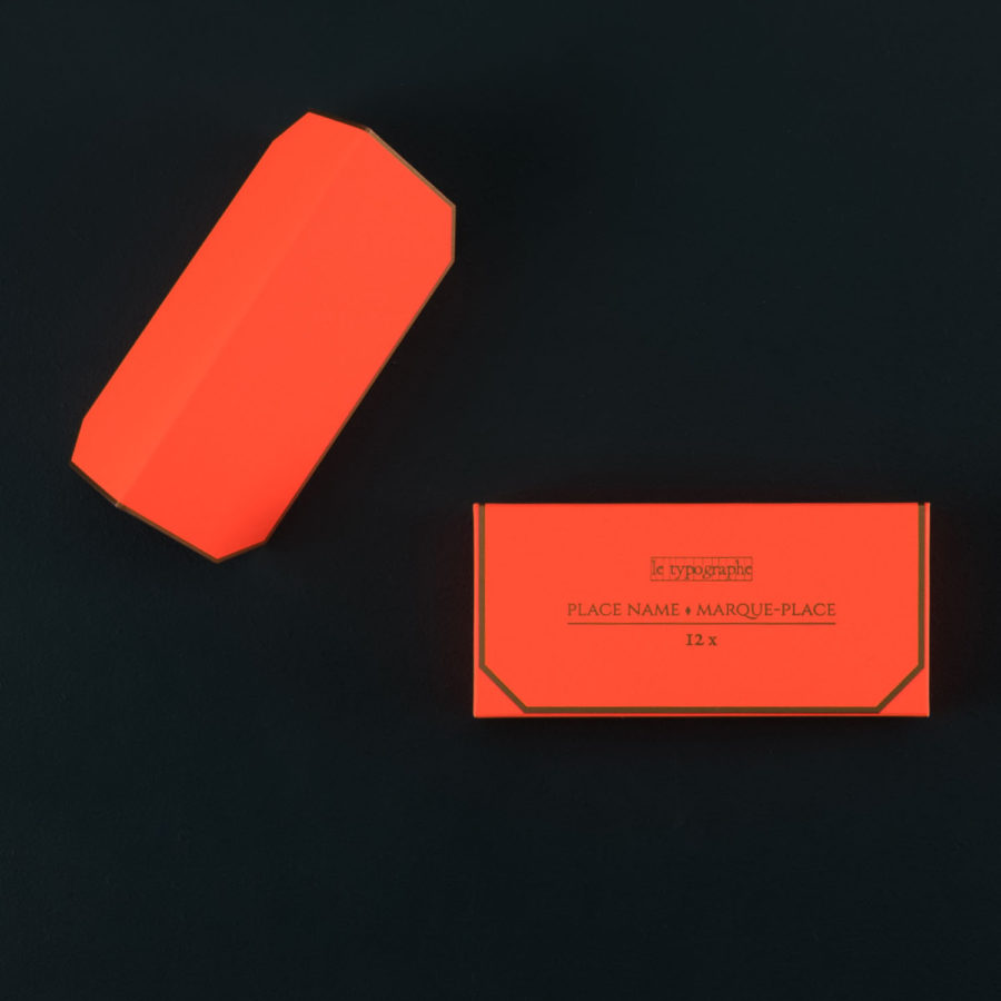 Pack of 12 PLACE-CARDS printed FLUO ORANGE