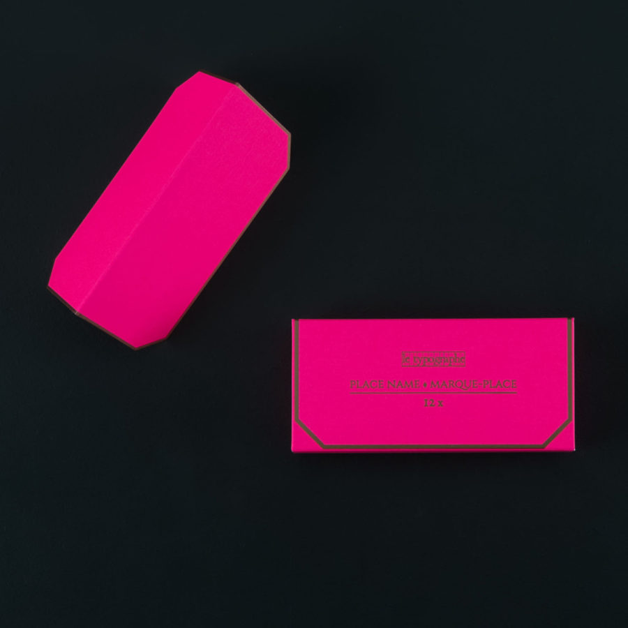 Pack of 12 PLACE-CARDS printed FLUO PINK