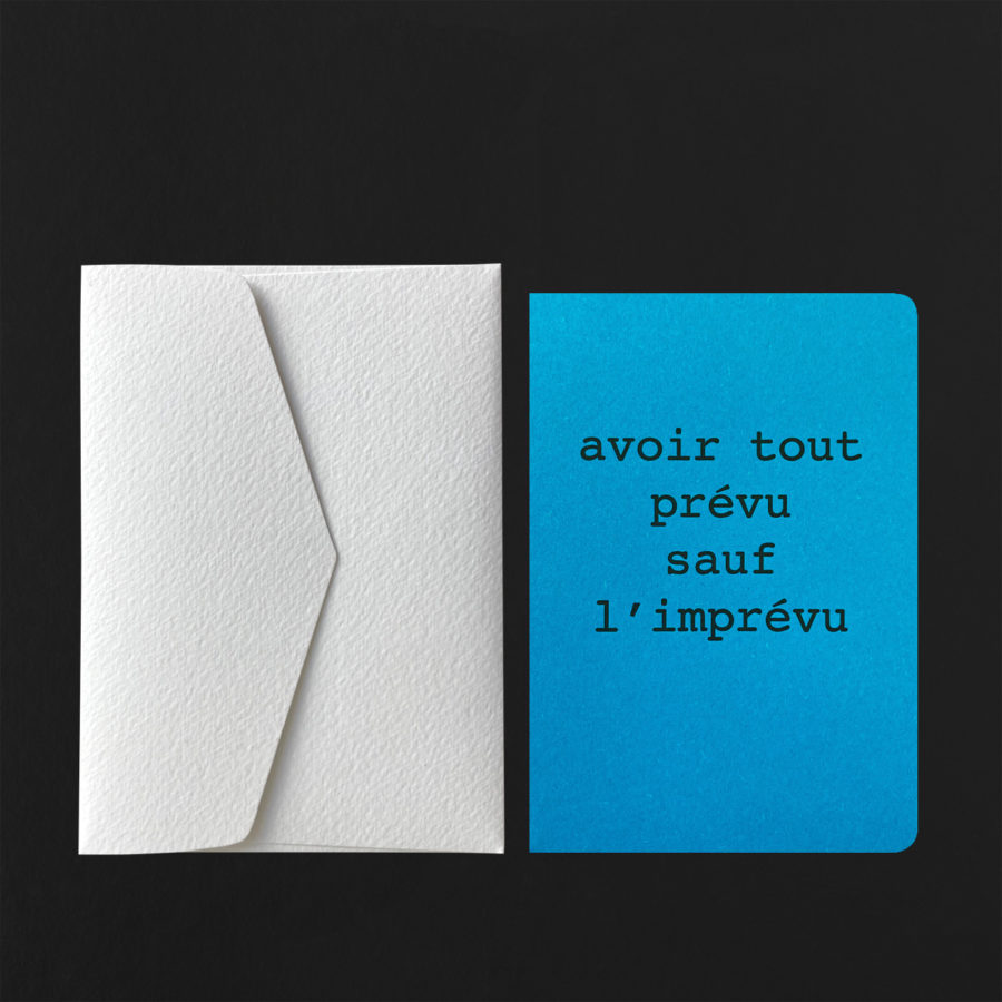 Folded Card AVOIR TOUT PREVU blue + snow envelope